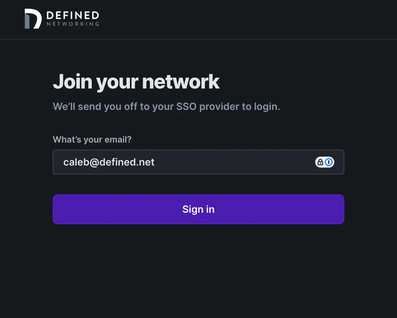 Login form with email filled in